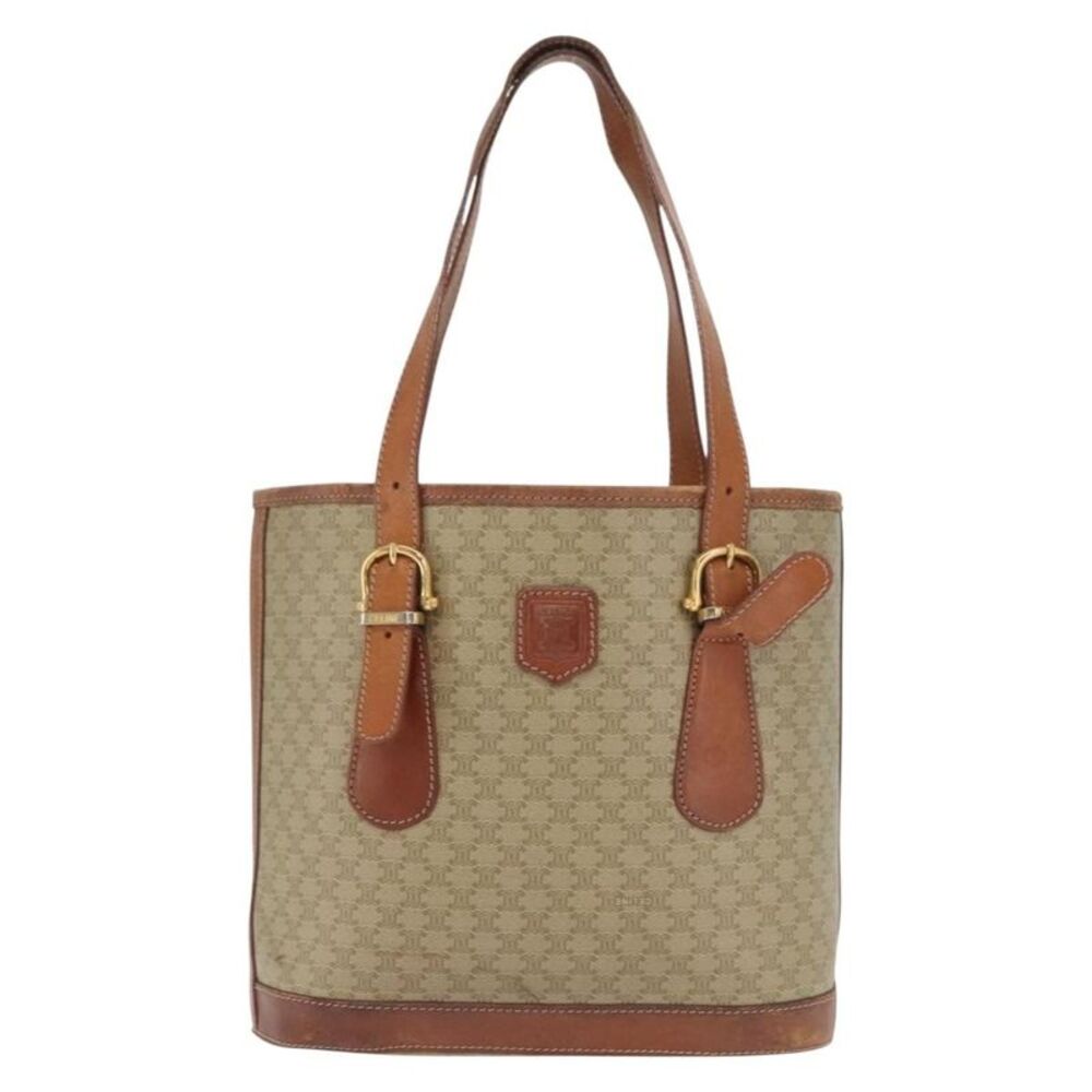 Celine Vintage Macadam Canvas Beige Canvas Backpack Bag